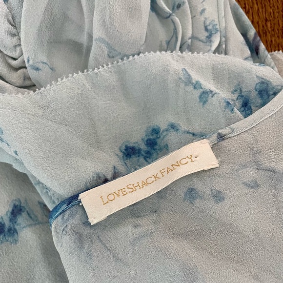 Beautiful Timeless LoveShackFancy SILK Floral Romantic Blouse Ruffle sleeves too - Picture 4 of 5